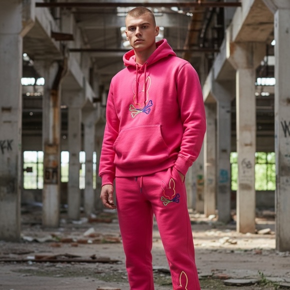 PSYCHO BUNNY LEO TRACK SUIT - PINK SIZE: UNISEX S NWOT - Picture 1 of 4